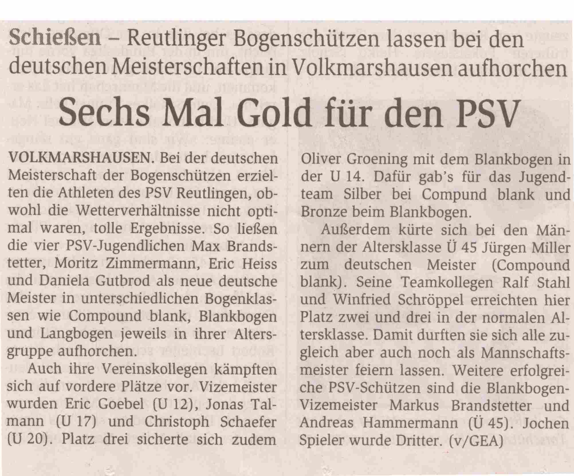 Zeitungsartikel 2010 DM 